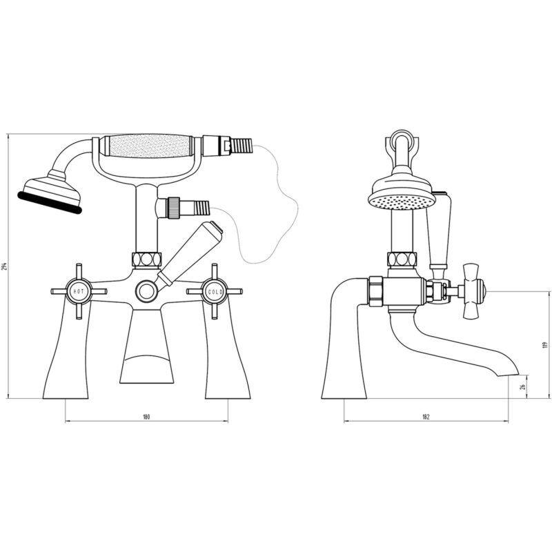 Aquaflow Victorian Bath Shower Mixer
