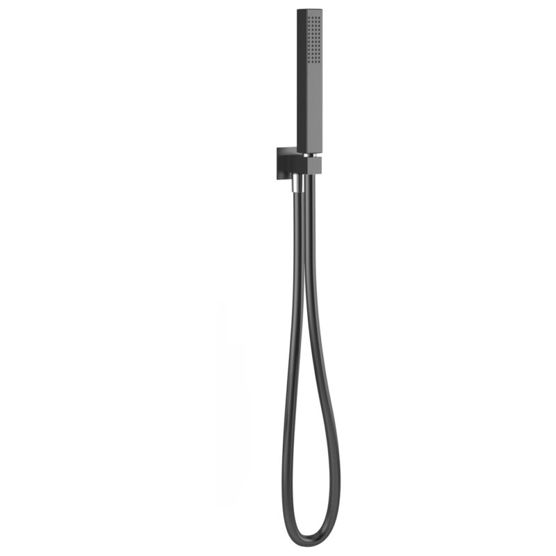 Aquaflow Square Outlet Elbow, Flex & Handset Matt Black