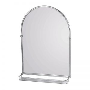 Holborn Traditional Arched Mirror with Glass Shelf Chrome