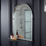Holborn Traditional Arched Mirror with Glass Shelf Chrome
