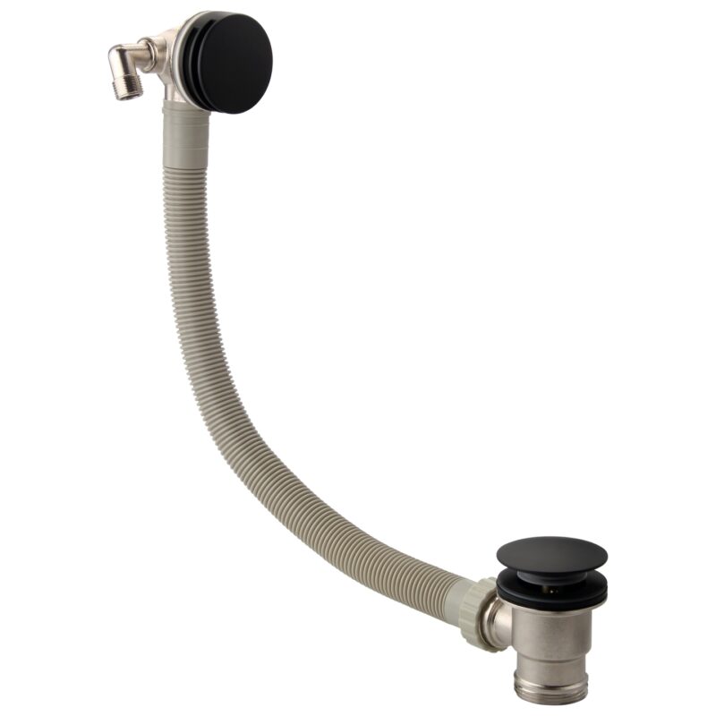 Aquaflow Cascade Round Overflow Bath Filler Matt Black