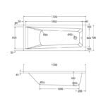 Aquabathe Atlanta 1700 x 700mm Tungstenite Bath