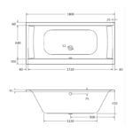 Aquabathe Oporto 1800 x 800mm Double Ended Tungstenite Bath