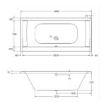 Aquabathe Oporto 1900 x 900mm Double Ended Tungstenite Bath