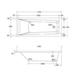 Aquabathe Atlanta 1700x750mm Tungstenite Bath