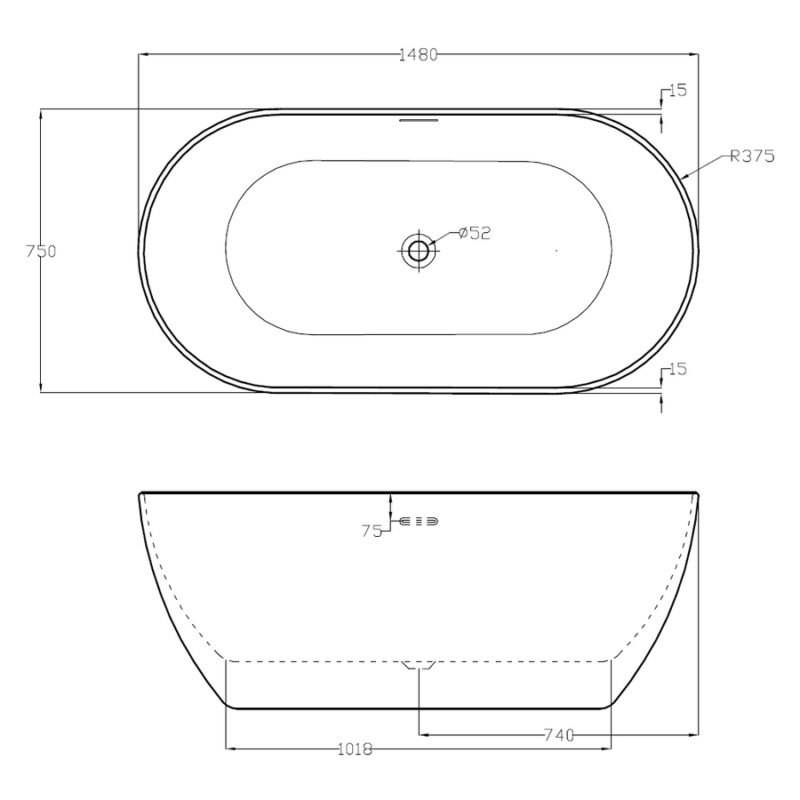 Aquabathe Summit 1500x700mm Luxury Freestanding Bath
