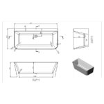 Aqua Mono 1700x800mm Luxury Freestanding Back to Wall Bath