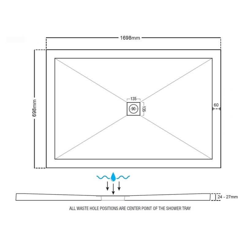 Aquaglass 1700x700mm Slimline Shower Tray