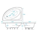 Aquabathe Orlah 1500 x 1040mm Offset Corner Bath RH