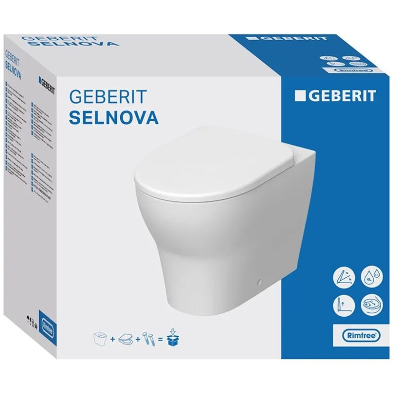 Geberit Selnova Rimless Shrouded Back To Wall Pan & Soft Close Seat Pack