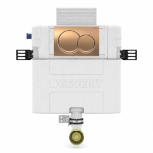 Geberit Alpha 82cm Cistern with Bronze Round Flush Plate