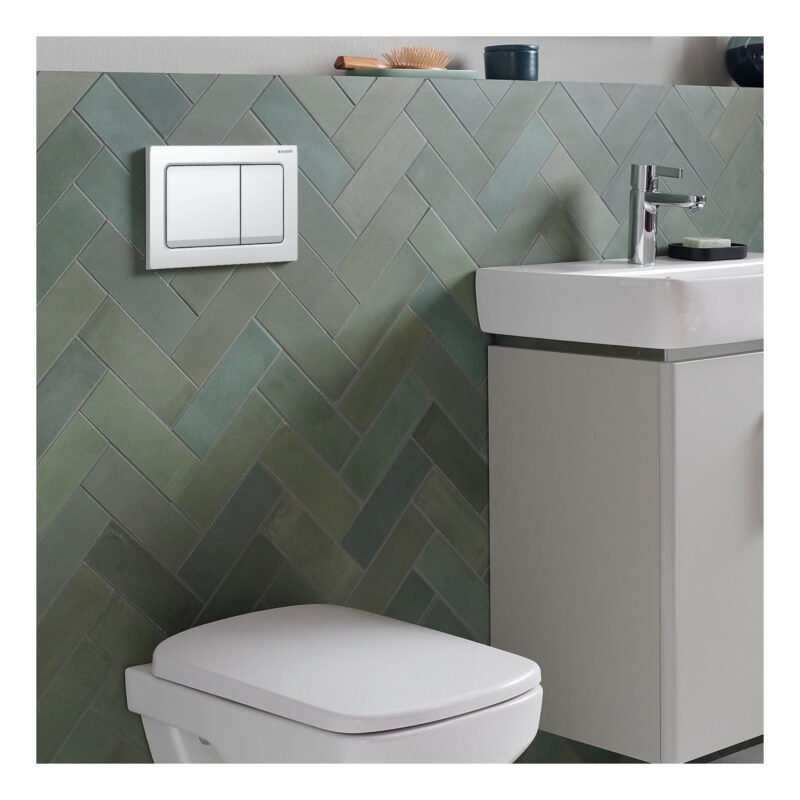 Geberit Alpha 82cm Cistern with White Square Flush Plate