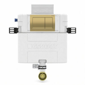 Geberit Alpha 82cm Cistern with Brass Square Flush Plate