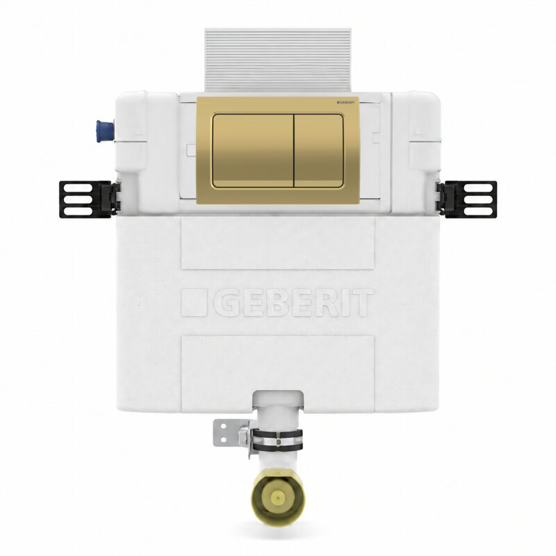 Geberit Alpha 82cm Cistern with Brass Square Flush Plate Geberit Alpha 82cm Cistern with Brass Square Flush Plate