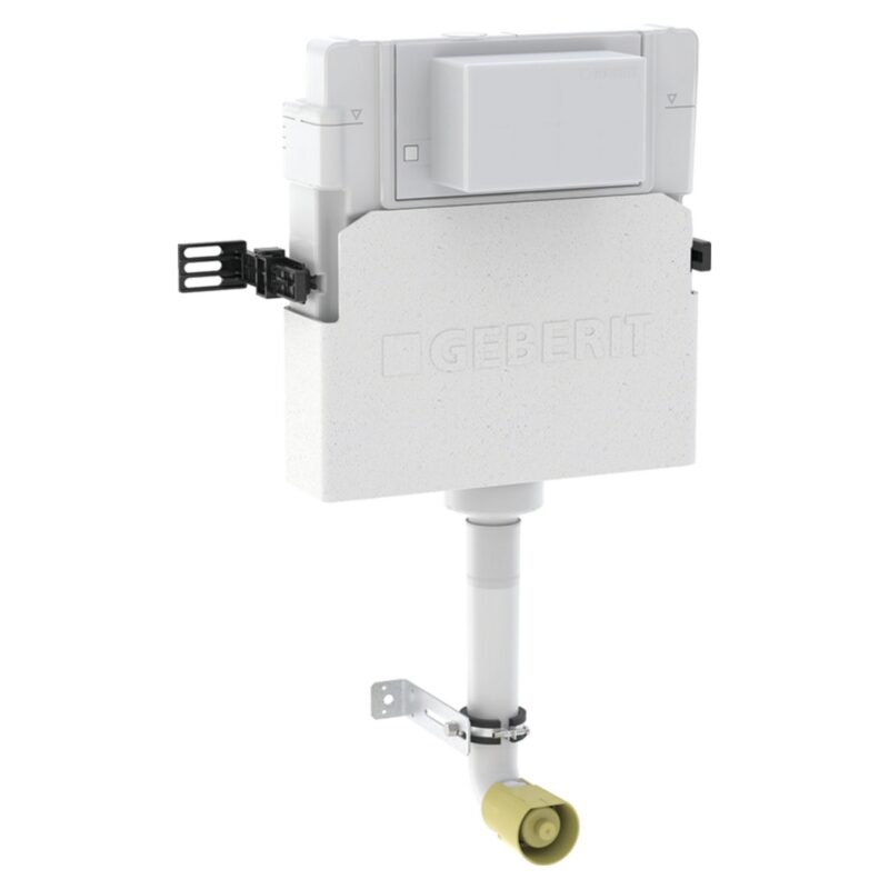 Geberit Alpha 109cm Cistern with Black Chrome Square Flush Plate