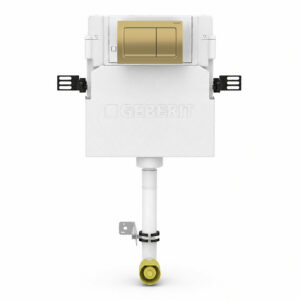 Geberit Alpha 109cm Cistern & Alpha01 Square Flush Plate Brass