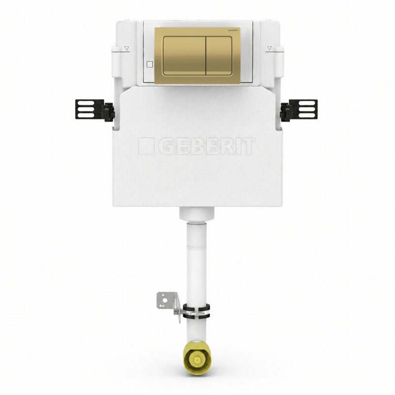 Geberit Alpha 109cm Cistern & Alpha01 Square Flush Plate Brass Geberit Alpha 109cm Cistern & Alpha01 Square Flush Plate Brass