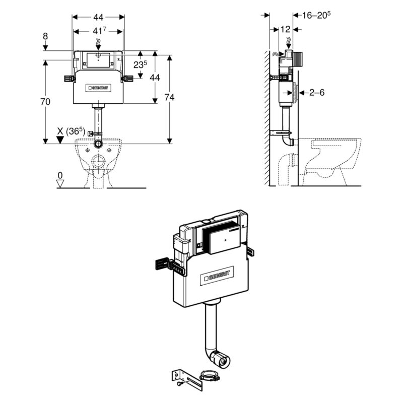 Geberit Alpha Concealed Cistern 12cm Depth