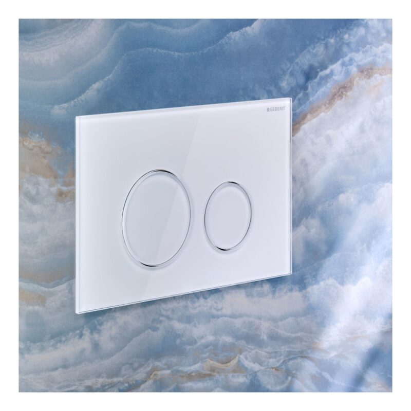 Geberit Sigma Concealed Cistern & Sigma40 Round Flush Plate White Glass