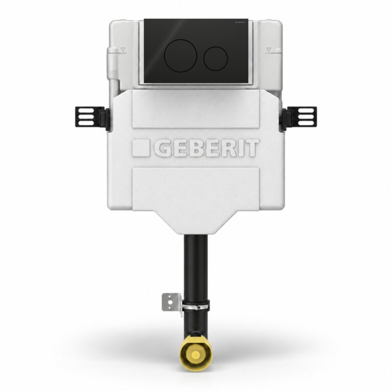Geberit Sigma Concealed Cistern & Sigma40 Round Flush Plate Black Glass Geberit Sigma Concealed Cistern & Sigma40 Round Flush Plate Black Glass