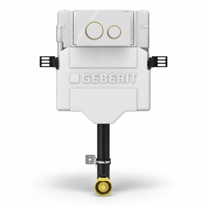 Geberit Sigma Concealed Cistern & Sigma20 Round Flush Plate White/Gold Geberit Sigma Concealed Cistern & Sigma20 Round Flush Plate White/Gold