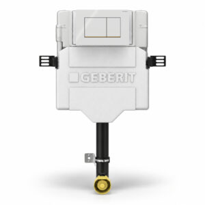 Geberit Sigma Concealed Cistern & Sigma20 Square Flush Plate White/Gold