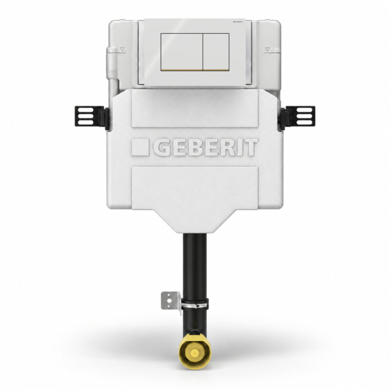 Geberit Sigma Concealed Cistern & Sigma20 Square Flush Plate White/Gold Geberit Sigma Concealed Cistern & Sigma20 Square Flush Plate White/Gold