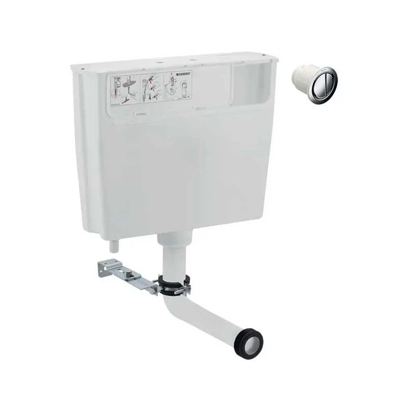 Geberit Low Height Furniture Cistern 6/3 Litre & Chrome Flush Button