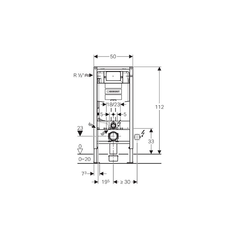 Geberit Duofix Frame with Omega Cistern 12cm, Height 112cm