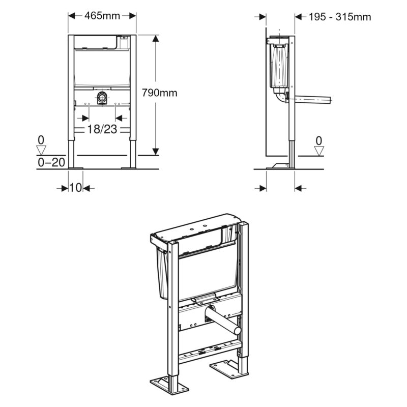 Geberit Duofix Element for Wall Hung WC 79cm with Low-Height Concealed Cistern