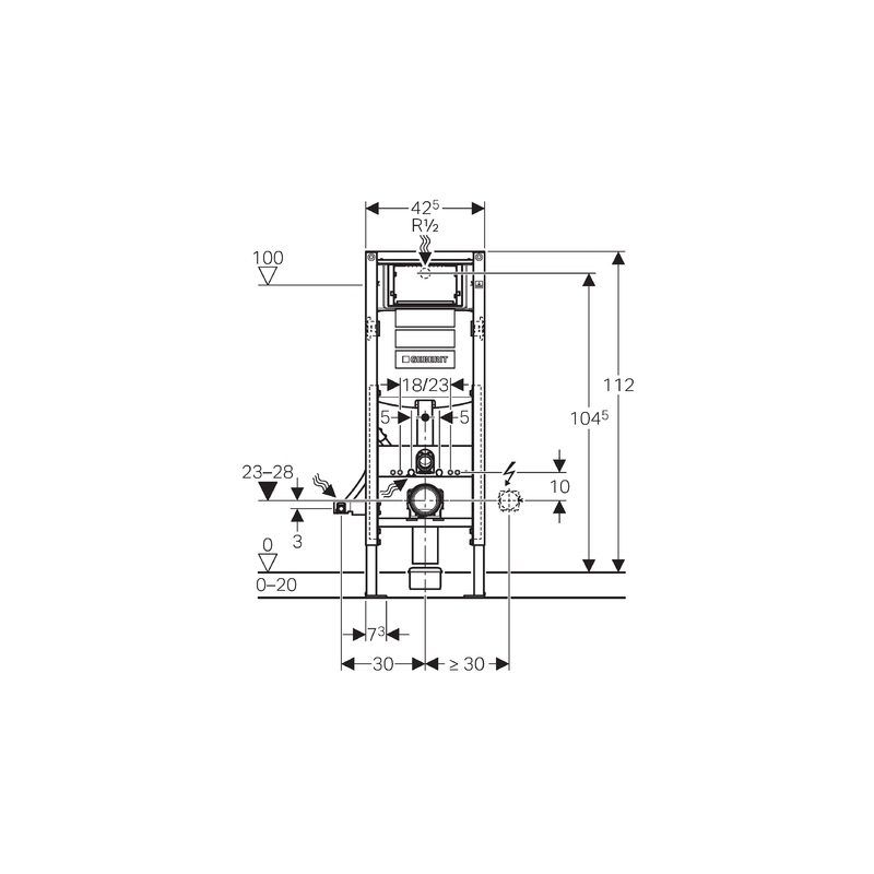 Geberit Duofix Special Frame for Wall-Hung WC, H112, with UP320