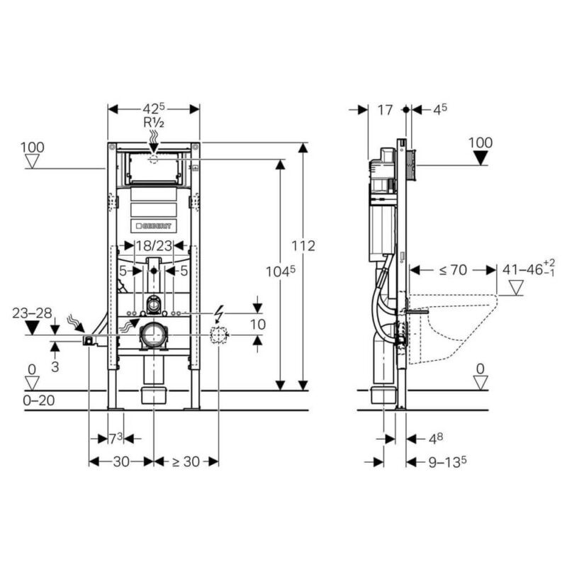 Geberit Duofix Element for Wall-Hung WC with Sigma Concealed Cistern 120mm