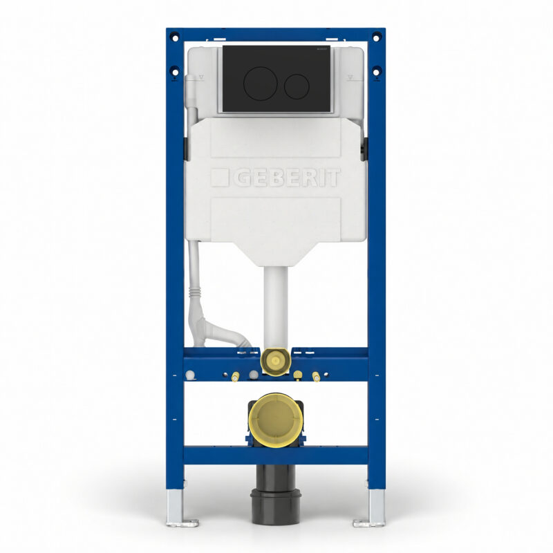 Geberit Sigma Frame & Cistern with Sigma40 Round Flush Plate Matt Black Geberit Sigma Frame & Cistern with Sigma40 Round Flush Plate Matt Black