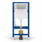 Geberit Sigma Frame & Cistern with Sigma40 Round Flush Plate Brushed Steel