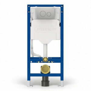 Geberit Sigma Frame & Cistern with Sigma40 Round Flush Plate Brushed Steel