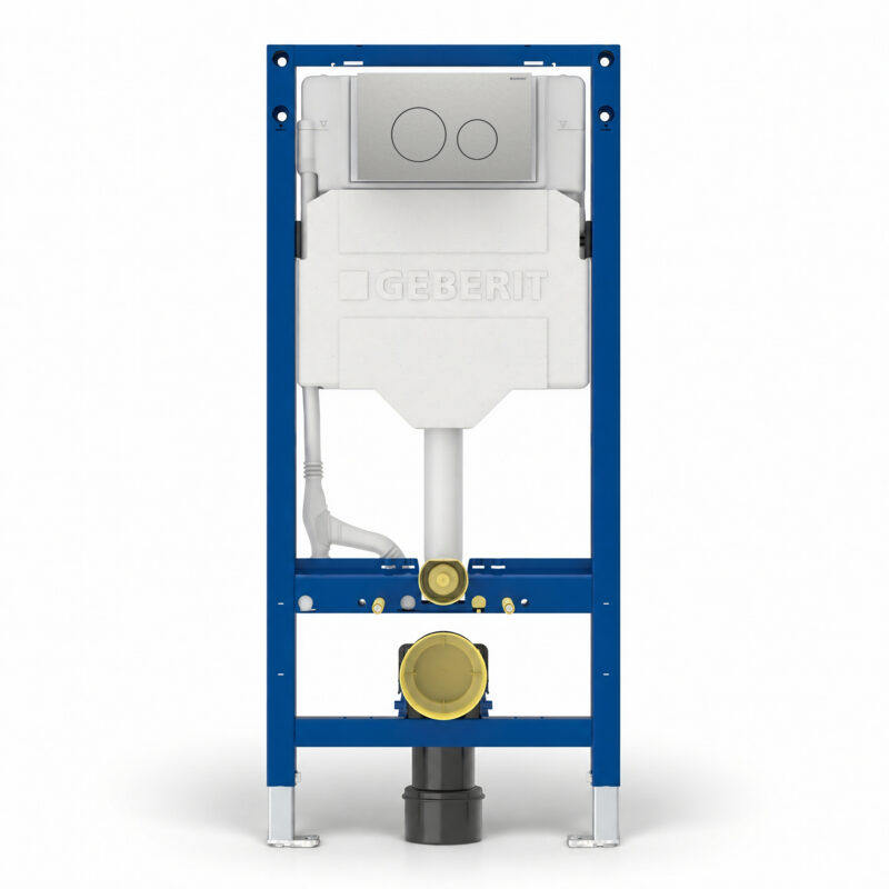 Geberit Sigma Frame & Cistern with Sigma40 Round Flush Plate Brushed Steel Geberit Sigma Frame & Cistern with Sigma40 Round Flush Plate Brushed Steel