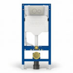 Geberit Sigma Frame & Cistern with Sigma40 Round Flush Plate Brushed Nickel