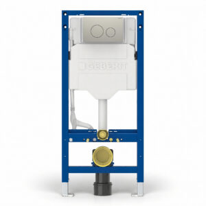 Geberit Sigma Frame & Cistern with Sigma40 Round Flush Plate Brushed Nickel