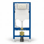 Geberit Sigma Frame & Cistern with Sigma40 Round Flush Plate Sand Grey Glass