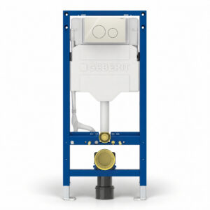 Geberit Sigma Frame & Cistern with Sigma40 Round Flush Plate Sand Grey Glass