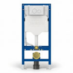 Geberit Sigma Frame & Cistern with Sigma40 Round Flush Plate White Glass
