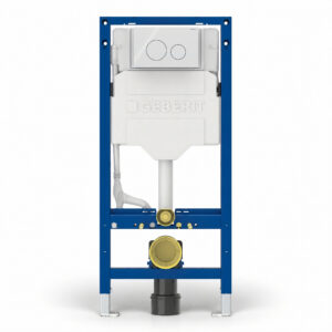 Geberit Sigma Frame & Cistern with Sigma40 Round Flush Plate White Glass