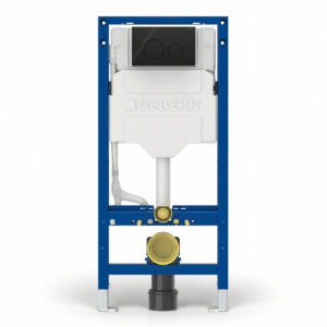 Geberit Sigma Frame & Cistern with Sigma40 Round Flush Plate Black Glass