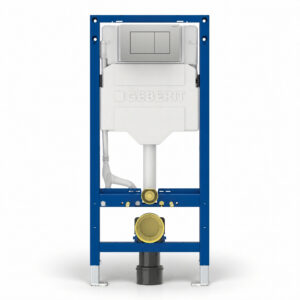 Geberit Sigma Frame & Cistern with Sigma40 Square Flush Plate Brushed Steel