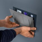 Geberit Sigma Frame & Cistern with Sigma40 Square Flush Plate Brushed Steel