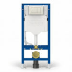 Geberit Sigma Frame & Cistern with Sigma40 Square Flush Plate Sand Grey Glass