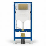 Geberit Sigma Frame & Cistern with Sigma40 Square Flush Plate Brushed Brass