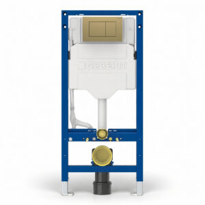 Geberit Sigma Frame & Cistern with Sigma40 Square Flush Plate Brushed Brass