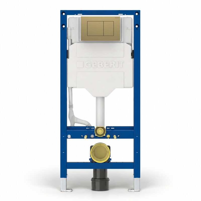 Geberit Sigma Frame & Cistern with Sigma40 Square Flush Plate Brushed Brass Geberit Sigma Frame & Cistern with Sigma40 Square Flush Plate Brushed Brass