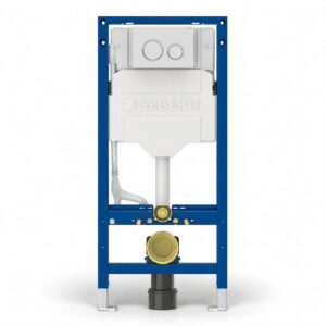 Geberit Sigma Frame & Cistern with Sigma20 Round Flush Plate Matt White/Chrome